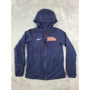Nike Ole Miss Rebels Jacket Womens XS Blue Dri-Fit Hideaway Hood‎